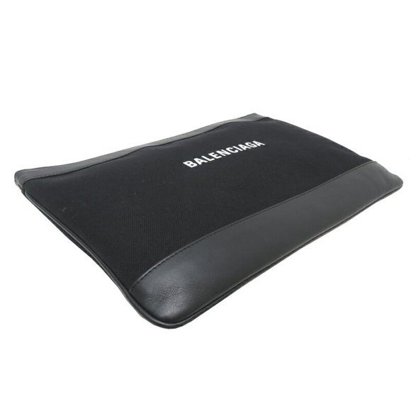 Balenciaga Navy Clip M Men's Clutch Bag 420407 Canvas Black - Picture 3 of 9